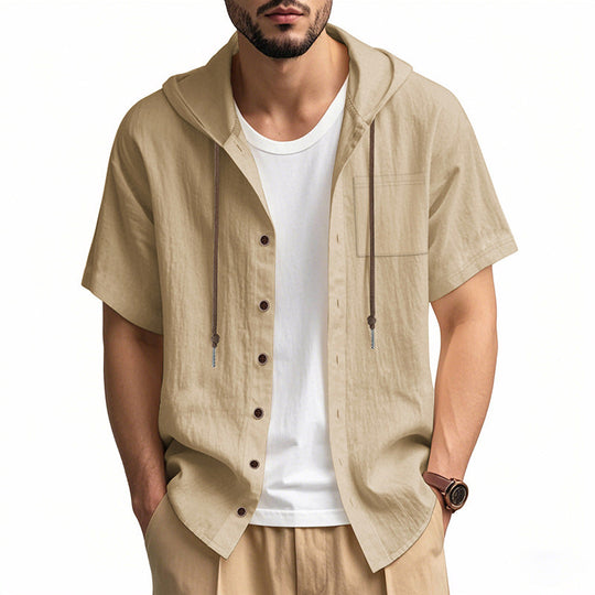 Herre Hette skjorte – Linblanding – Avslappet passform – Korte ermer – Knapp-up Casual topp 6