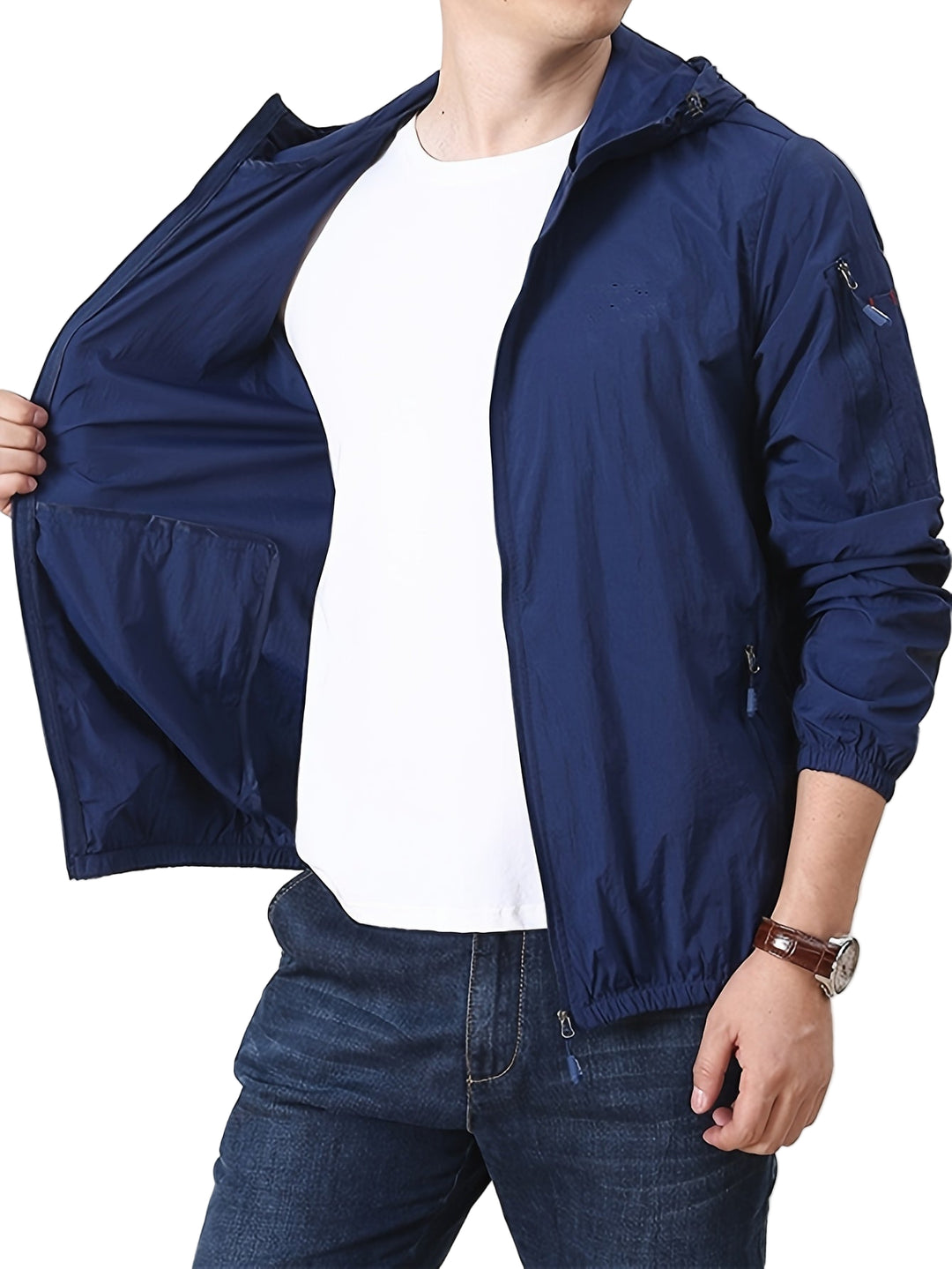 Herre Hettejakke med Justerbar Hetti og Zip-up Design 0