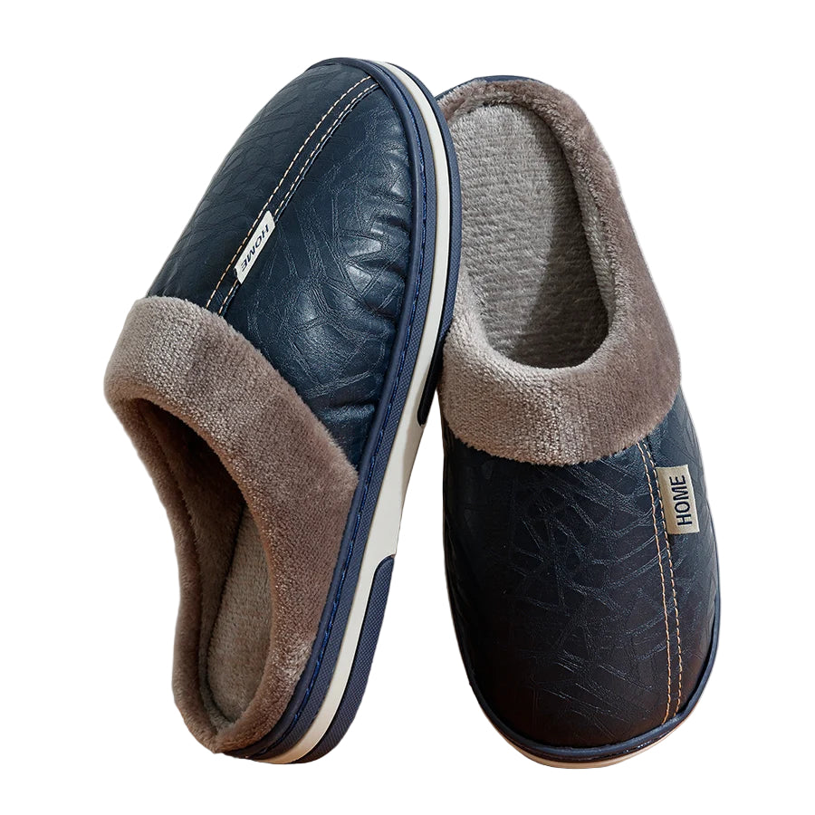 Herre Innendørs Slippers med Plush Fôr og Holdbar Såle 0