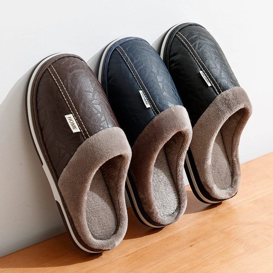 Herre Innendørs Slippers med Plush Fôr og Holdbar Såle 1