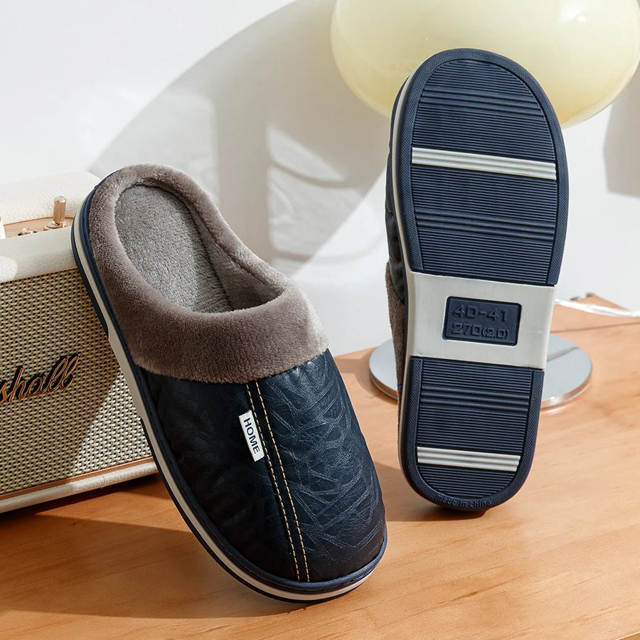 Herre Innendørs Slippers med Plush Fôr og Holdbar Såle 3