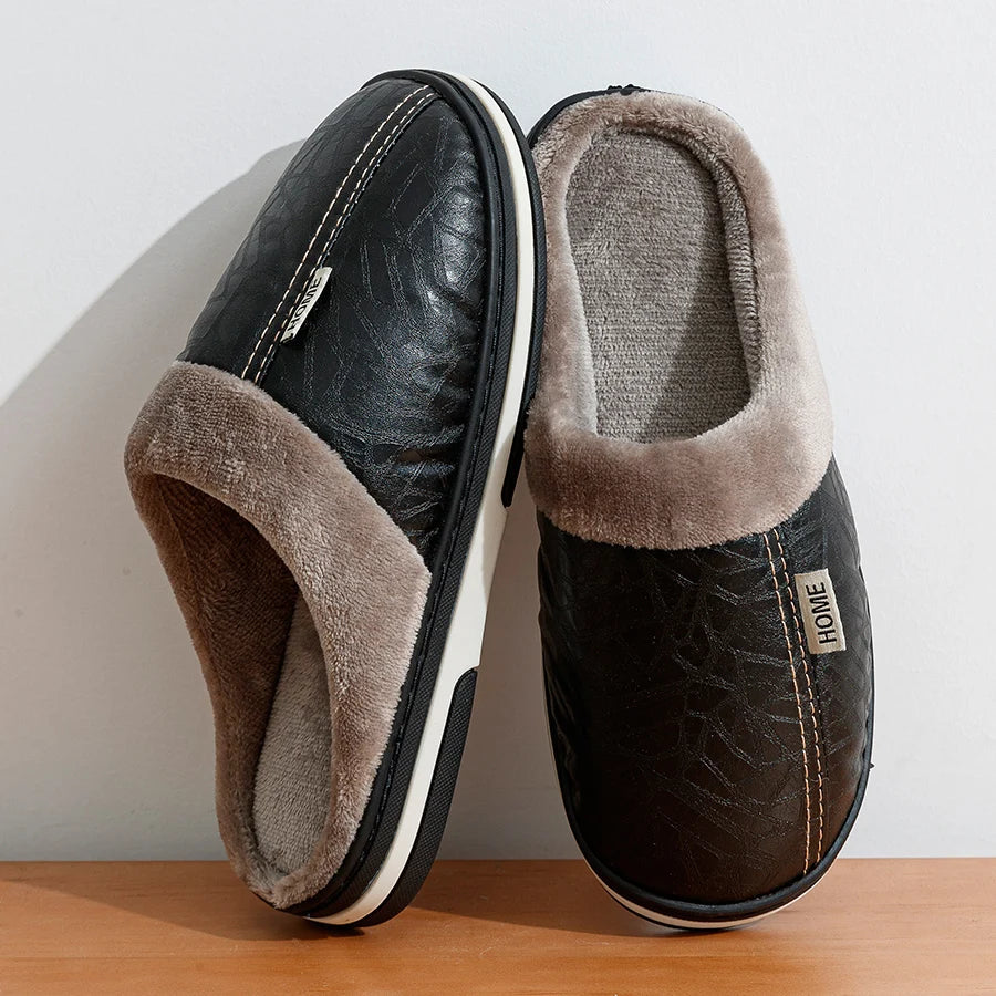 Herre Innendørs Slippers med Plush Fôr og Holdbar Såle 7