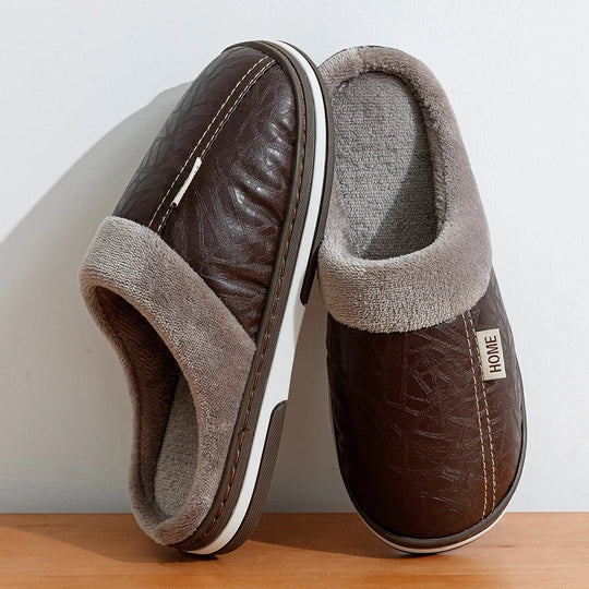 Herre Innendørs Slippers med Plush Fôr og Holdbar Såle 8