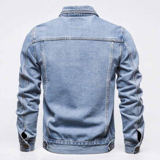 Herre Jakke Vasket Denim Allsidig Med Doble Brystlommer 1