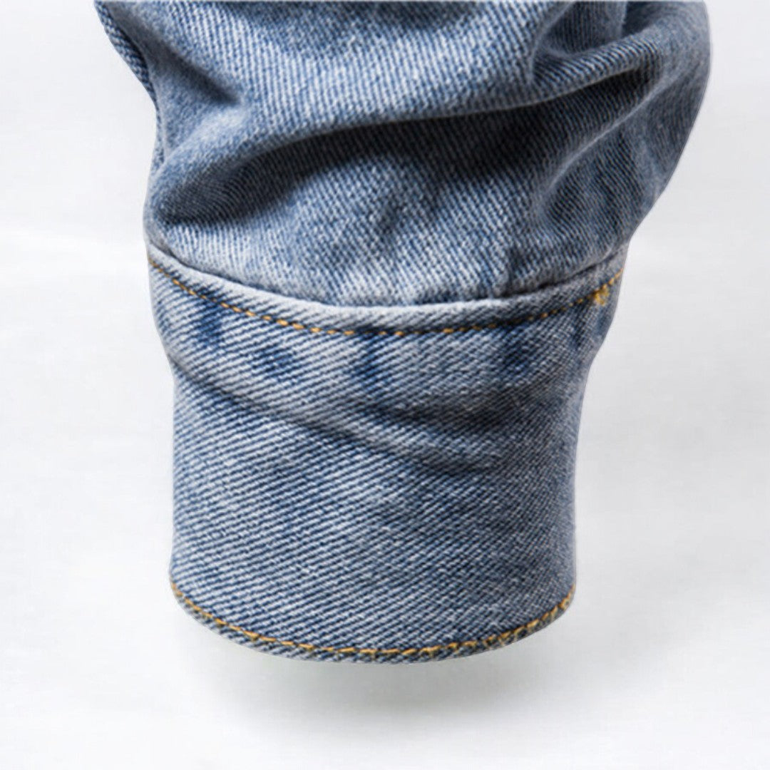 Herre Jakke Vasket Denim Allsidig Med Doble Brystlommer 2