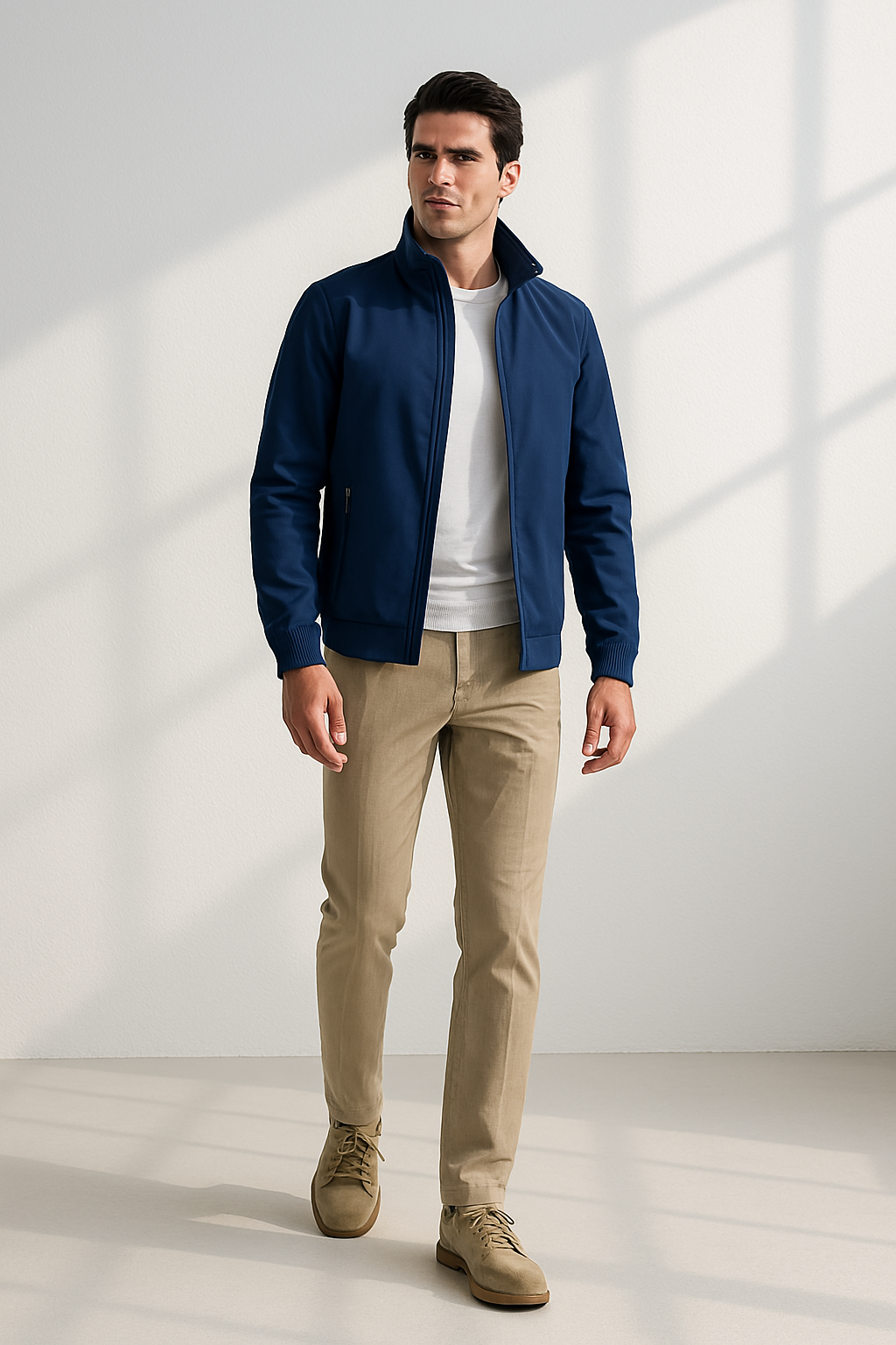 Herre Jakke Vindbestandig Minimalistisk Design med Mykt Fôr 1