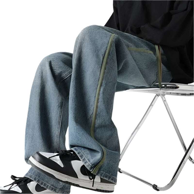 Herre Jeans Oversized Denim med Elastisk Midje 0