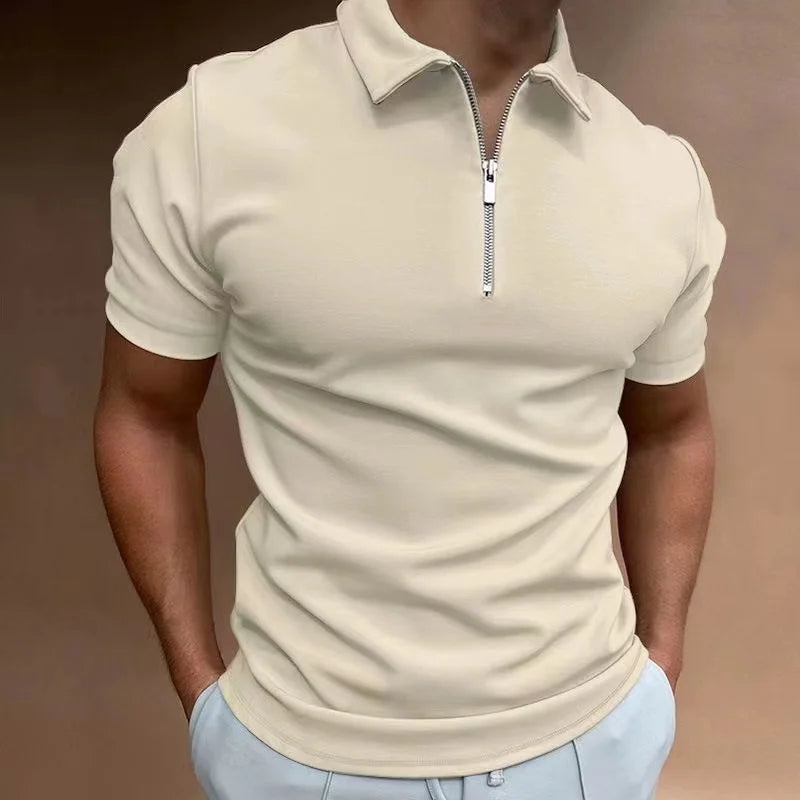 Herre Kortermet T-Skjorte med Halv Glidelås Casual Sporty 4