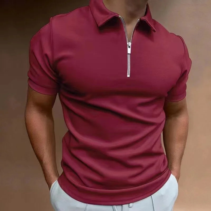 Herre Kortermet T-Skjorte med Halv Glidelås Casual Sporty 6
