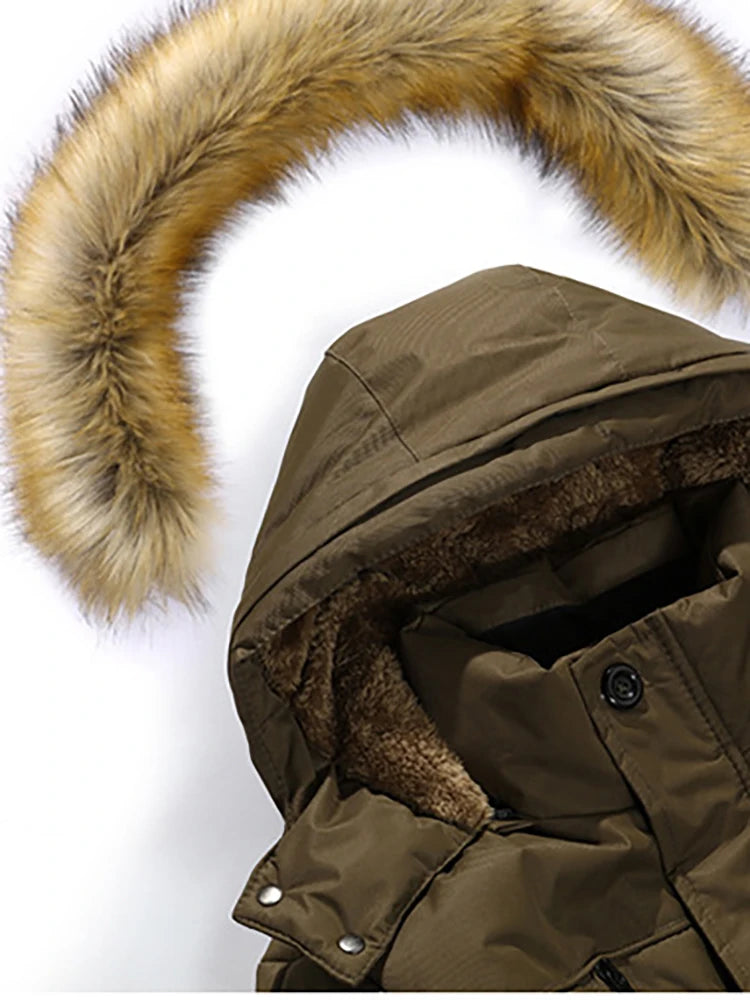 Herre Lang Jakke med Raccoon Pelskrage 4