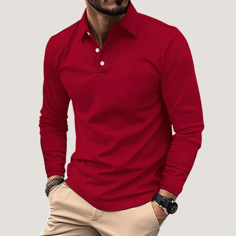 Herre Langermet Polo Casual Kvalitets Bomullsblanding 2