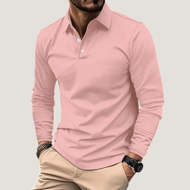 Herre Langermet Polo Casual Kvalitets Bomullsblanding 3
