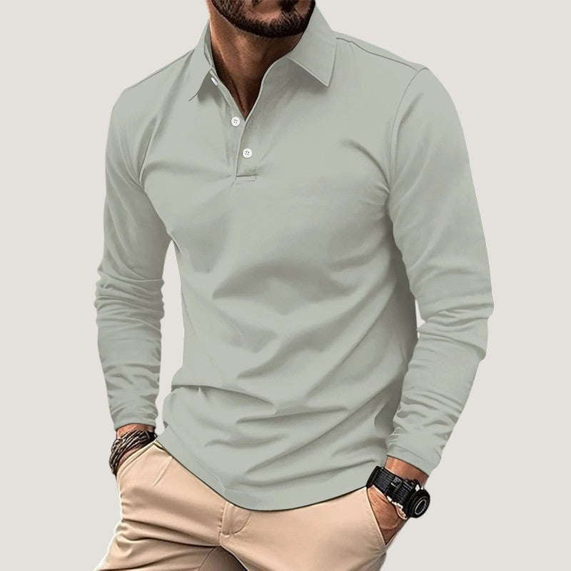 Herre Langermet Polo Casual Kvalitets Bomullsblanding 5