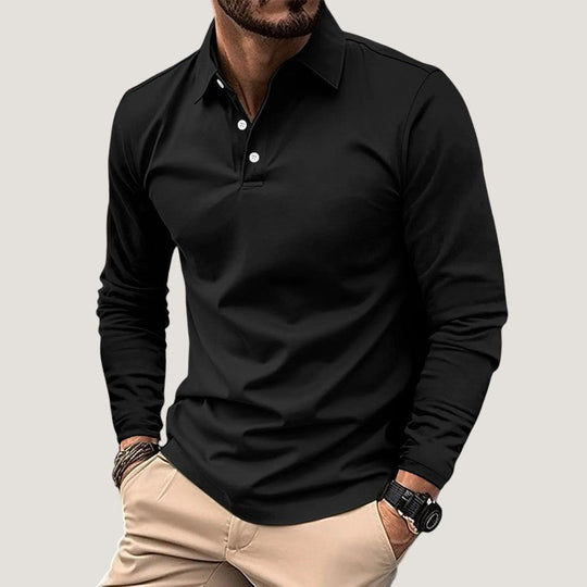 Herre Langermet Polo Casual Kvalitets Bomullsblanding 7