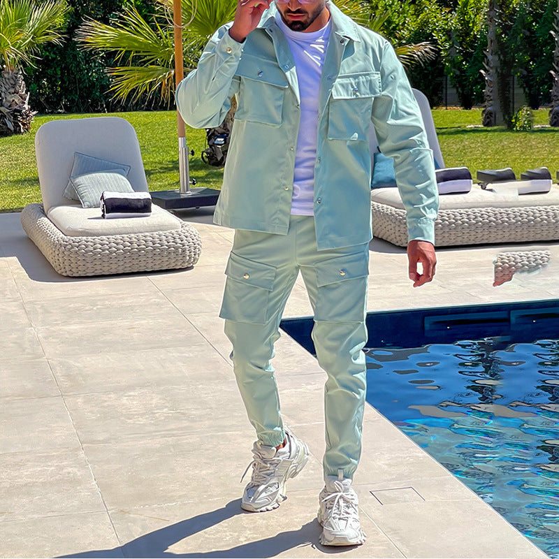 Herre Lastesett Slank-Fit Design Med Jakke Og Bukser 5