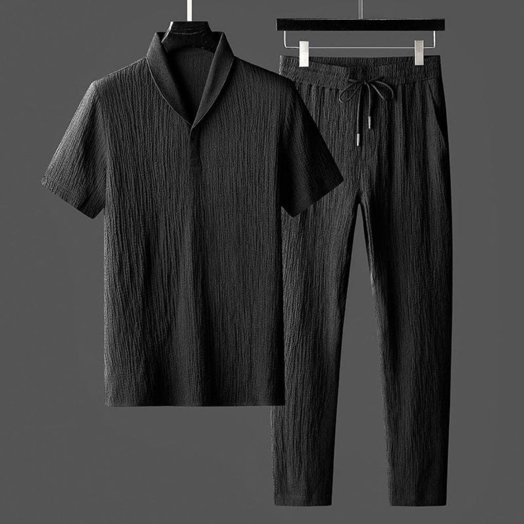 Herre Lin Sett Avslappet Design Pustende Materiale 1