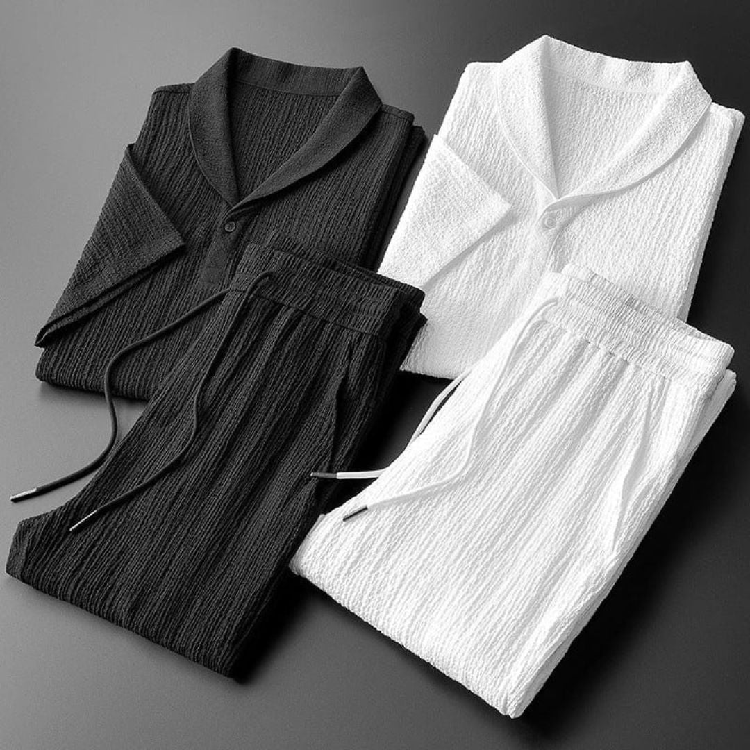 Herre Lin Sett Avslappet Design Pustende Materiale 2