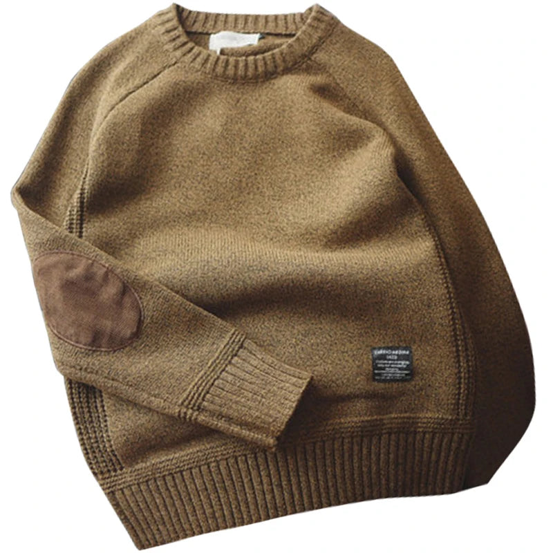 Herre Oversized Genser med Mønster Strikket Pullover 3