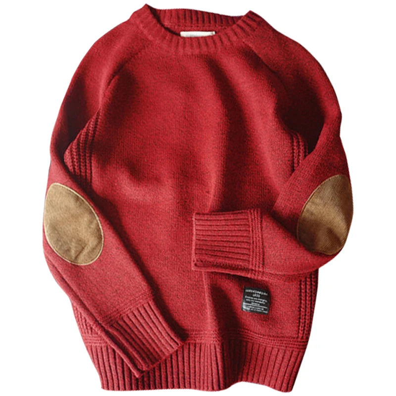 Herre Oversized Genser med Mønster Strikket Pullover 4