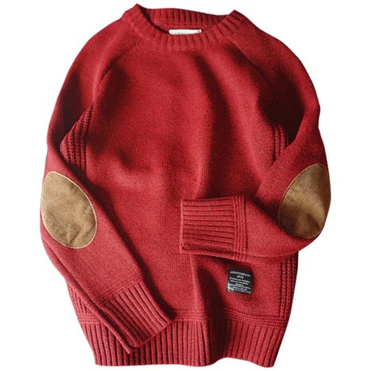 Herre Oversized Genser med Mønster Strikket Pullover 4
