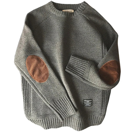 Herre Oversized Genser med Mønster Strikket Pullover 8