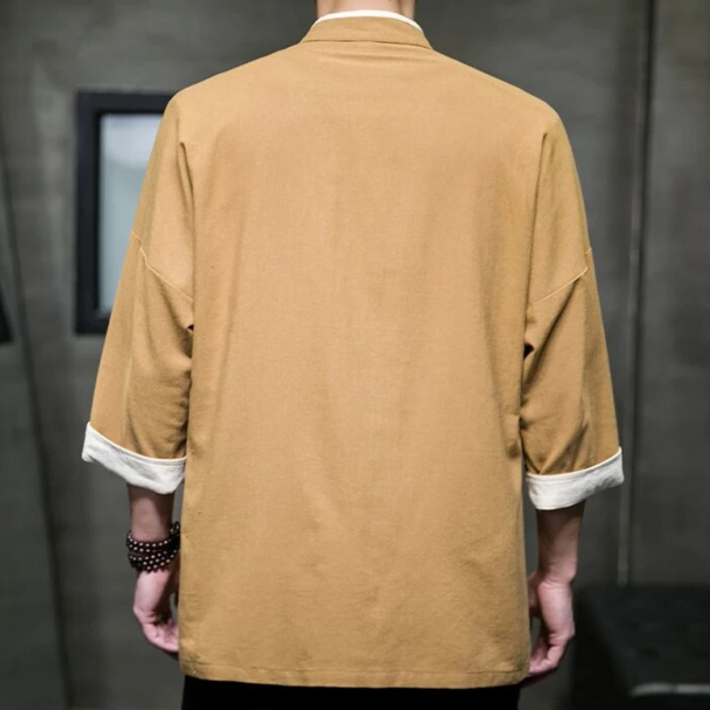 Herre Overskjorte Japansk Stil Bomulls- og Linblanding 3