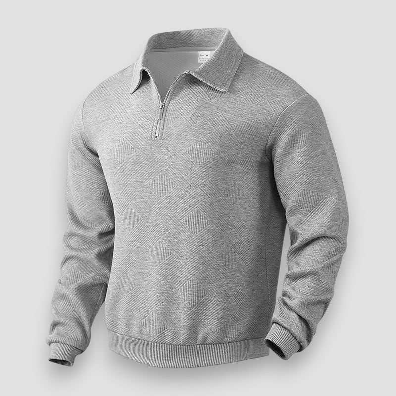 Herre Pikétrøye med Dragkedje Sporty Stil 4