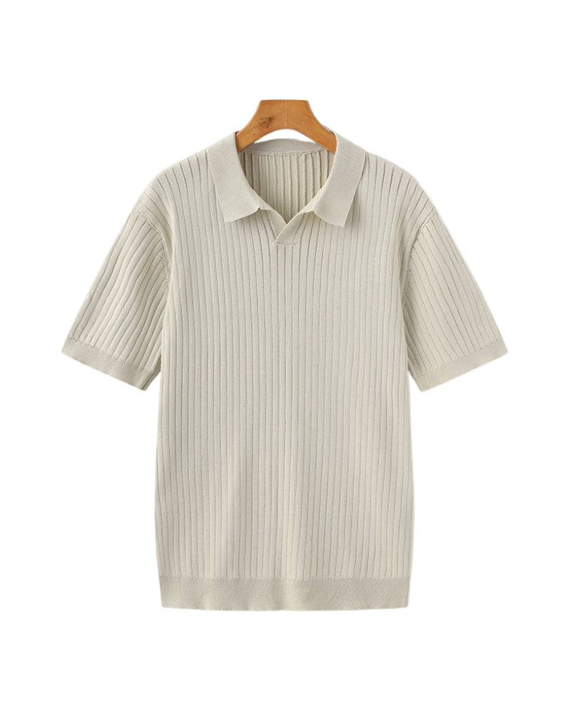 Herre Polo Skjorte Ribbet Design Avslappet Stil 0