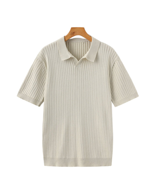 Herre Polo Skjorte Ribbet Design Avslappet Stil 0