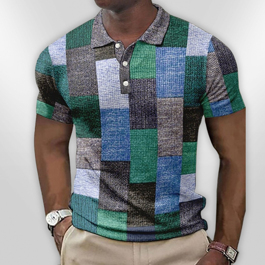 Herre Polo Skjorte Rutete Design Bomull 3