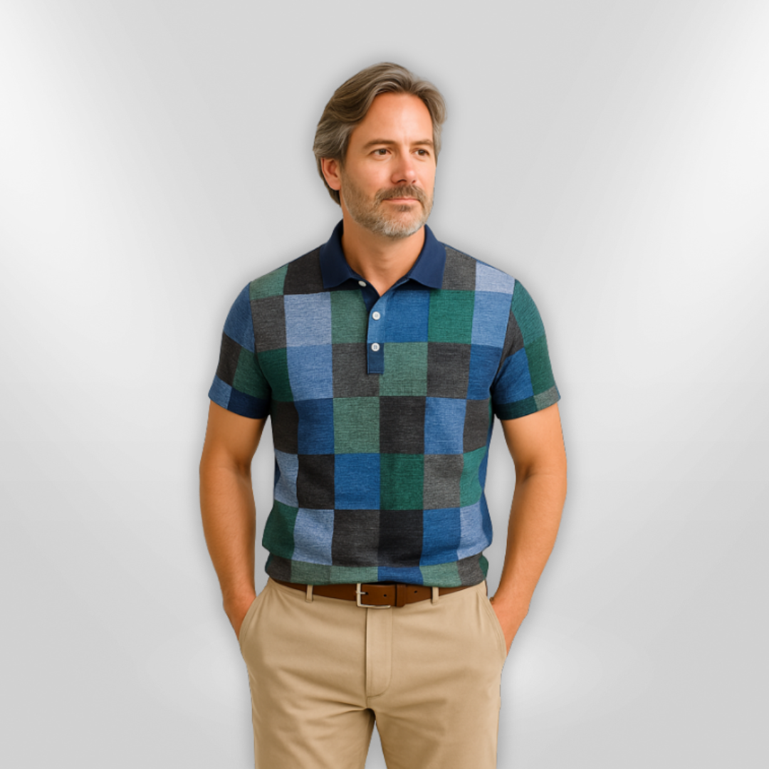 Herre Polo Skjorte Rutete Design Bomull 5