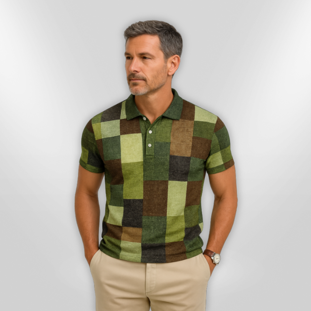 Herre Polo Skjorte Rutete Design Bomull 7