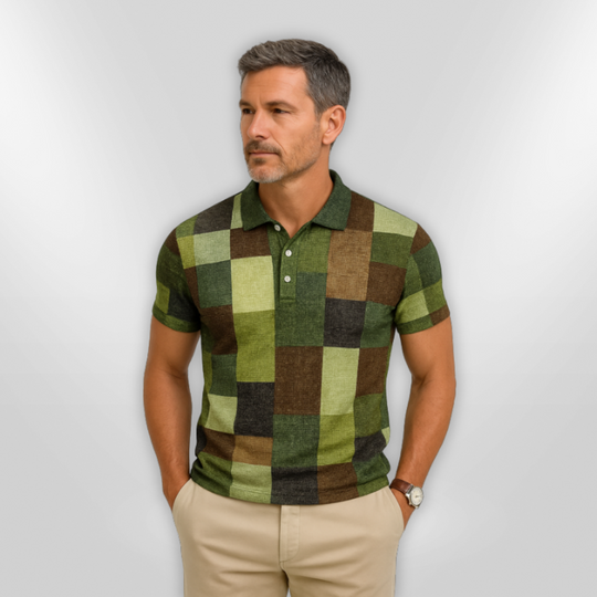 Herre Polo Skjorte Rutete Design Bomull 7