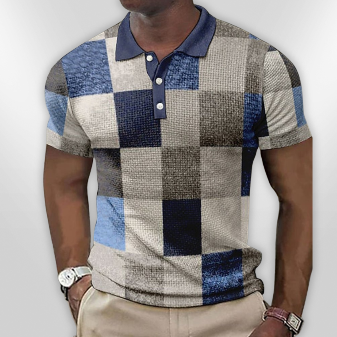 Herre Polo Skjorte Rutete Design Bomull 9