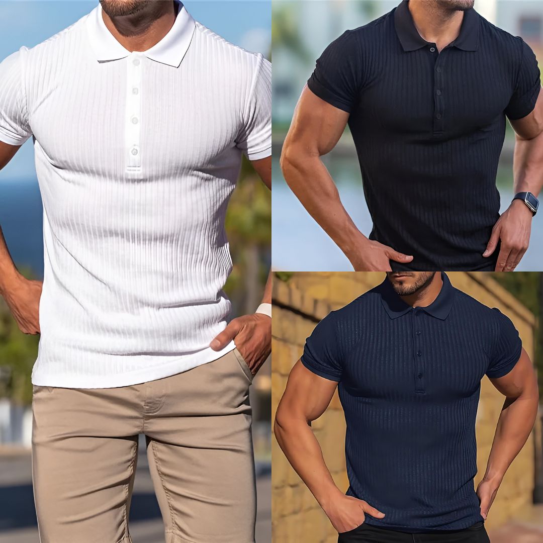 Herre Polo T-skjorte Ribbet Chiffon 0