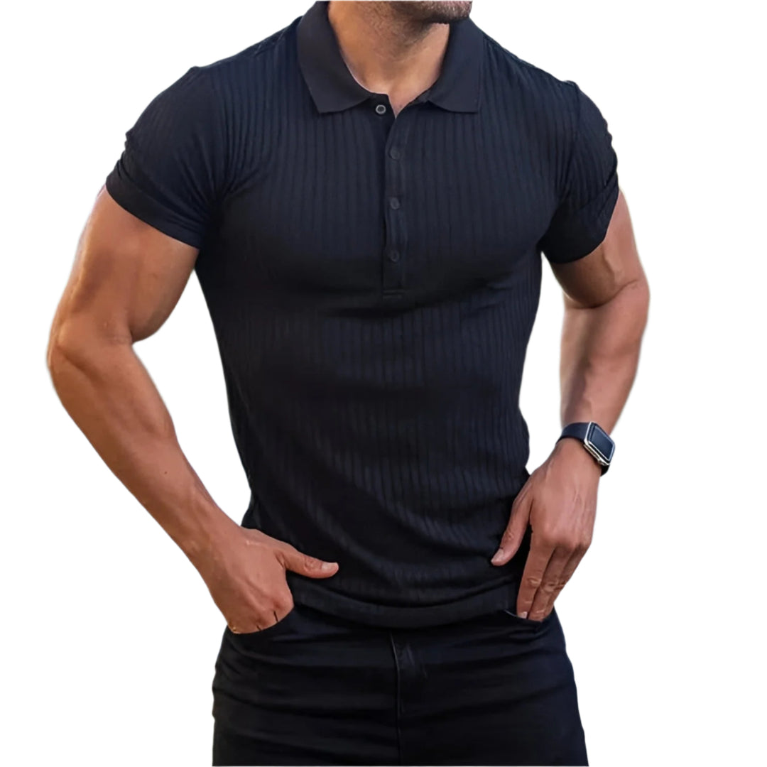Herre Polo T-skjorte Ribbet Chiffon 1
