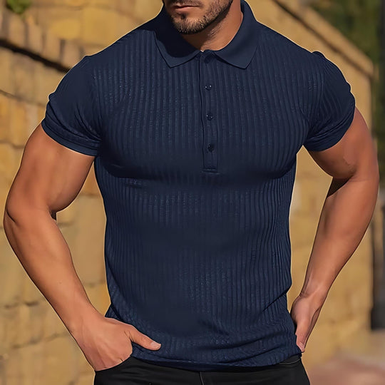 Herre Polo T-skjorte Ribbet Chiffon 3