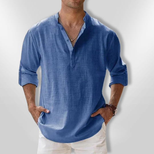Herre Polo Tunisisk Krage 100% Lin 0