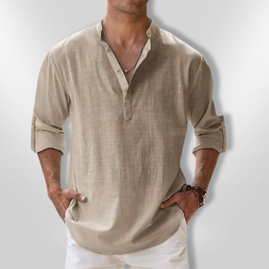 Herre Polo Tunisisk Krage 100% Lin 10