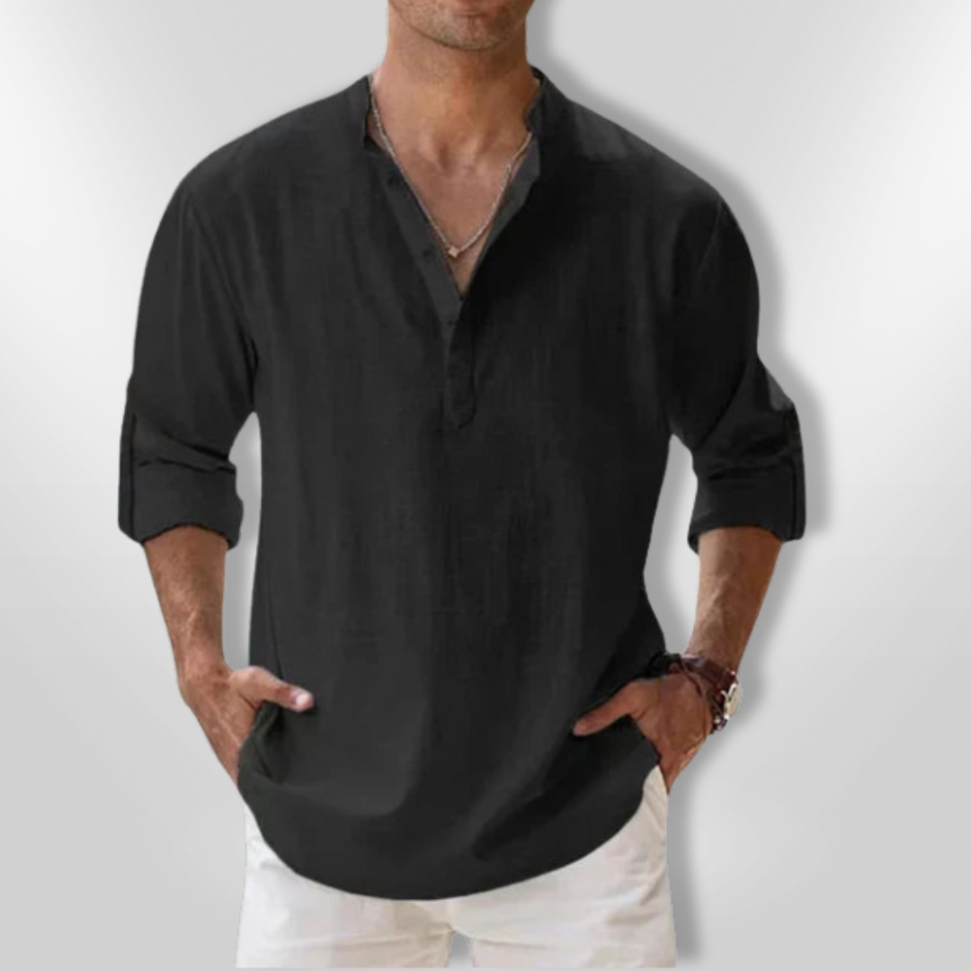 Herre Polo Tunisisk Krage 100% Lin 3