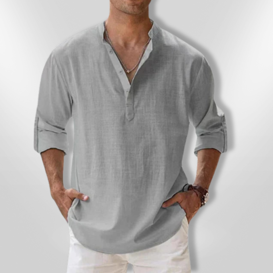 Herre Polo Tunisisk Krage 100% Lin 7