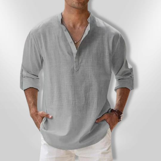 Herre Polo Tunisisk Krage 100% Lin 7