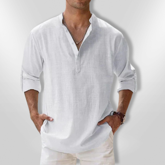Herre Polo Tunisisk Krage 100% Lin 9