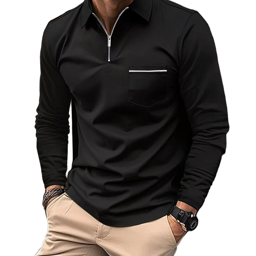 Herre Poloshirt med Lange Ærmer og Unik Krave 0