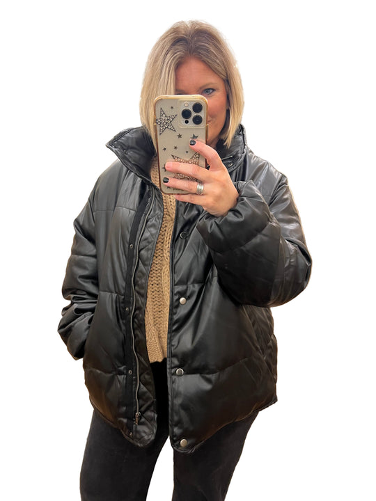 Herre Puffer Jakke Skinn Svart 0