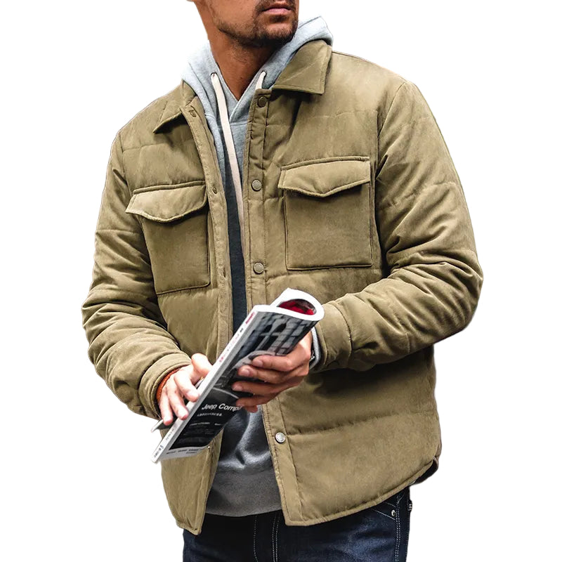 Herre Quilted Jakke - Regular Fit - Knapp Front 0