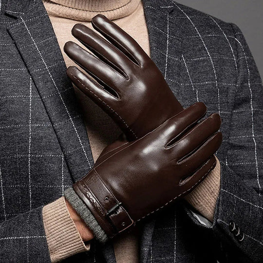 Herre Skinnhansker Med Varme Cashmere Fôr Touchscreen Funksjon 1