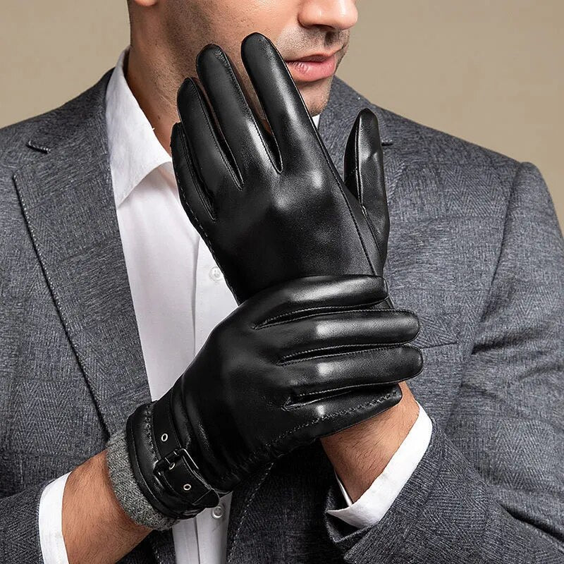 Herre Skinnhansker Med Varme Cashmere Fôr Touchscreen Funksjon 3