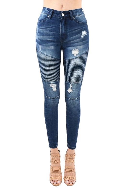 Herre Skinny Jeans Høyt Liv Mørk Blå Denim 0