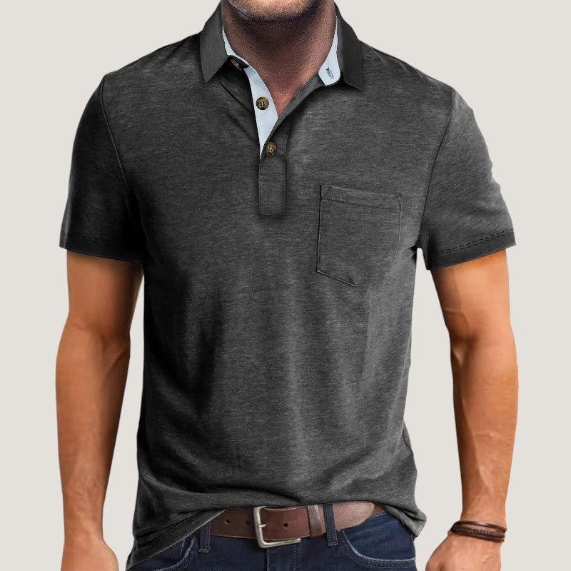 Herre Skjorte Kortermet Fargeblokk Polyester 3
